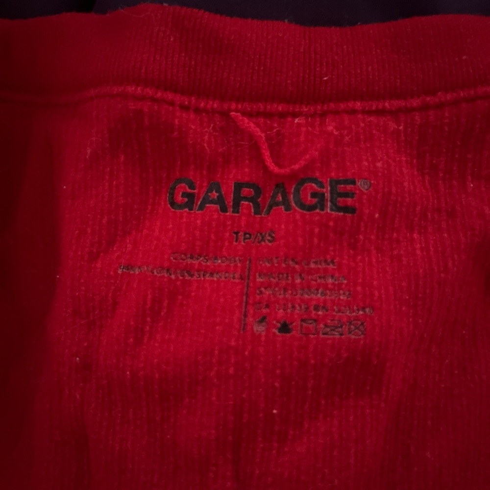 Garage Red Ribbed V-Neck Top - Picture 3 of 3